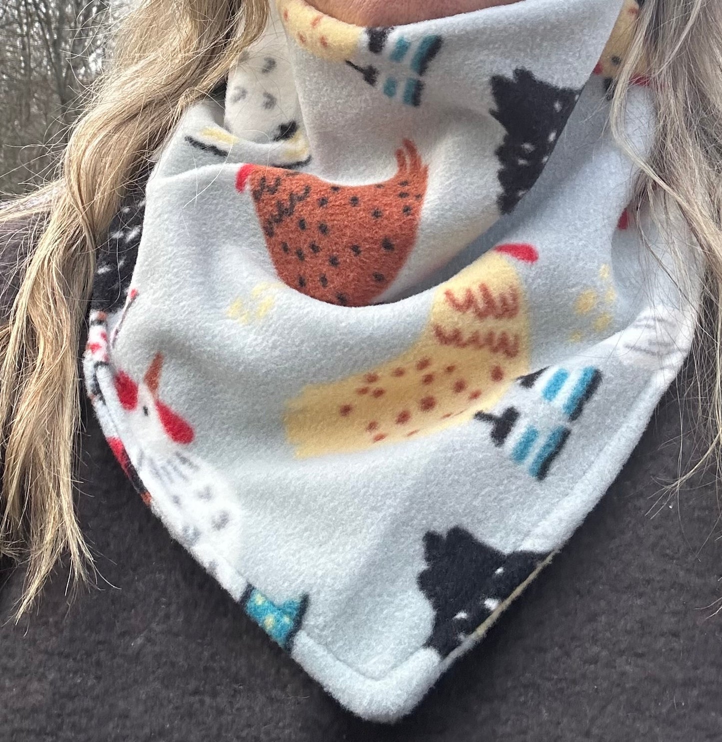 CHICKEN PRINT FLEECE BUCKAROO BANDANA