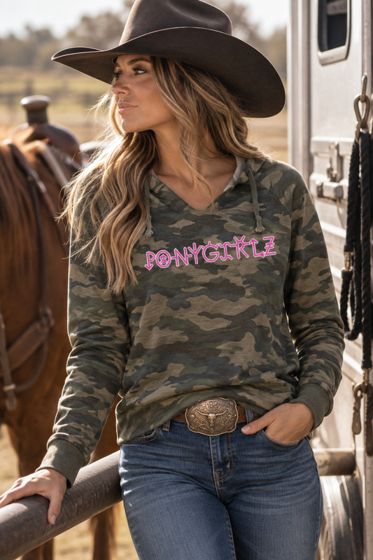 WESTERN IDENTITY PONYGIRLZ BRAND HOODIE - HOT PINK LETTERING