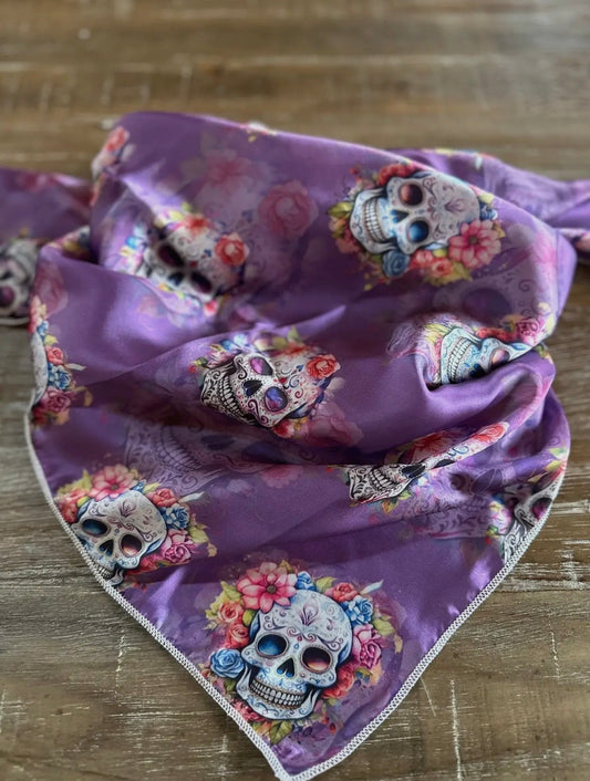 SILKY WILD RAG - LAVENDER SUGAR SKULLS